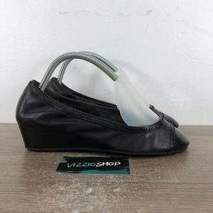 Carolina Herrera Nikeair Ballet Slip On Black Wedge Flats Women's 8 038134
